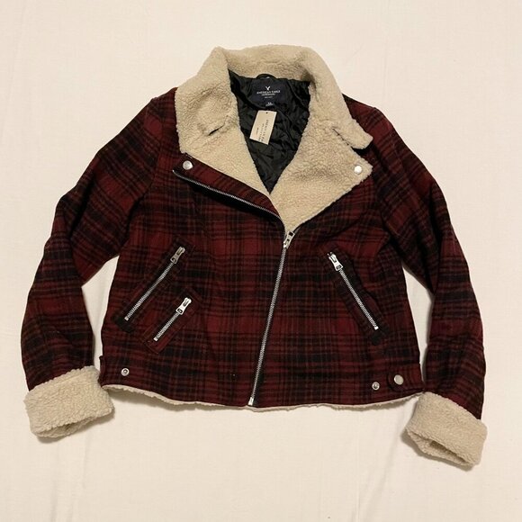 American Eagle Outfitters Womens Size Small Plaid Wool Blend Jacket Coat - Picture 1 of 16